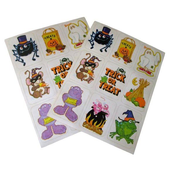 Halloween Stickers Vintage 80's Fasson Two Full Sheets GUC - Picture 1 of 11